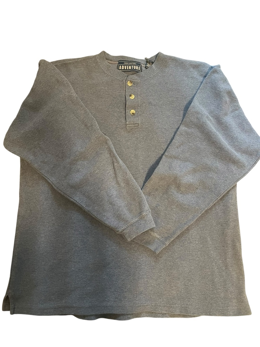 Mens Casual Henley Button-Down Shirt in Heather Gray